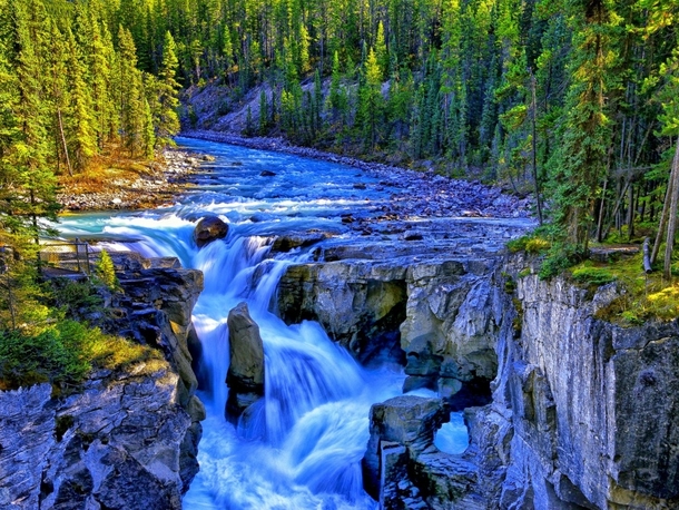 Sunwapta Falls in Jasper National Park Canada 