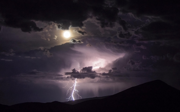 Super Moon and Lightning City of Rocks National Reserve Idaho 