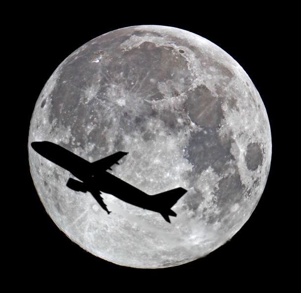 Super Moon with Plane 