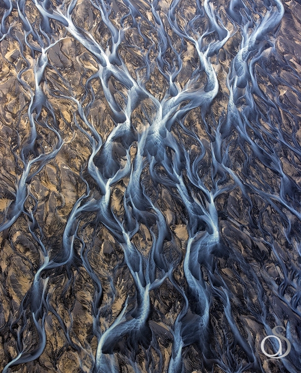 Surreal aerial view of an Icelandic River Delta by Antony Spencer 