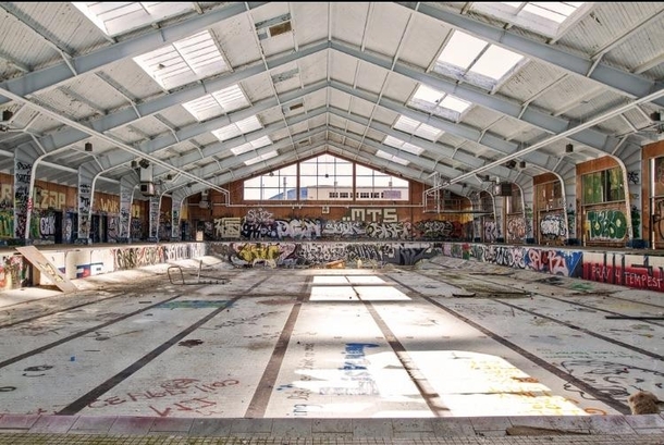 Swimming pool at an abandoned Naval base