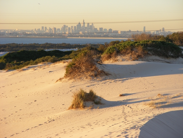 Sydney viewed from the Cronulla sand dunes 