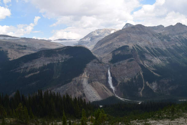 Takakkaw Falls and Daly Glacier View from Iceline Trail Yoho National Park British Columbia CA 