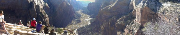 Taken from the top of Angels Landing in Zion National Park Utah  Looking Southward down the canyon 