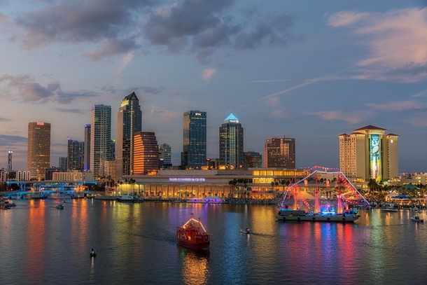 Tampa Super Bowl Skyline and the Lost Pearl Pirate Ship