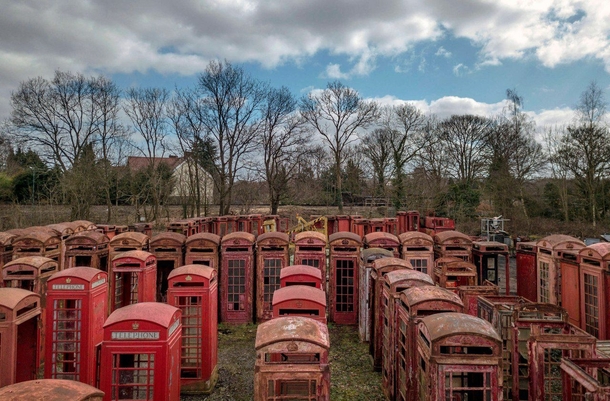 Telephone booth cemetery Outskirts of London