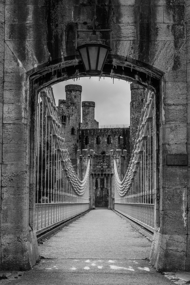 Telford suspension bridge at Conwy Castle 