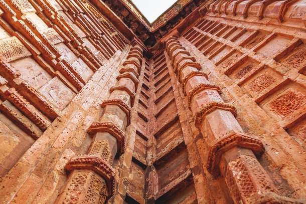 Terracotta art on the walls of Gopalji Temple Kalna West Bengal India Constructed in AD it is a magnificent temple with  spires dedicated to the Hindu God Krishna