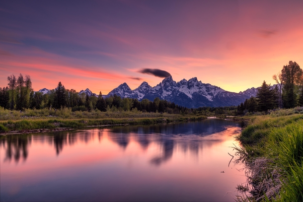 Teton Range Wyoming Lets make it Earth week The beautiful color palette of sunset Long exposure sunset 
