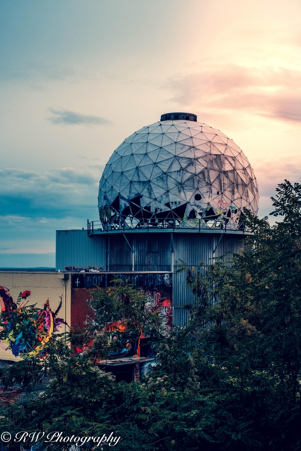Teufelsburg at sunset An Abandoned former US NSA Cold War listening station in the Grunewald Forest in Berlin It was active between  to when the wall fell in  Now run by hippies and turned into a graffiti gallery A fascinating place