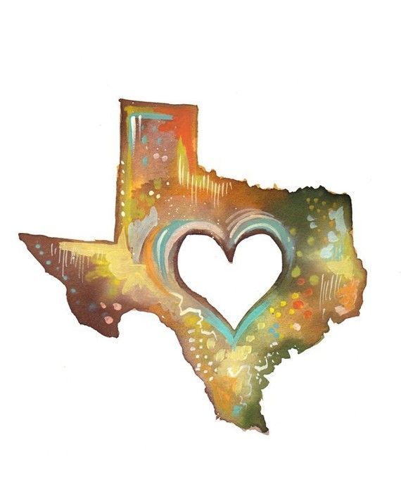 Texas with a heartTexas vertical print