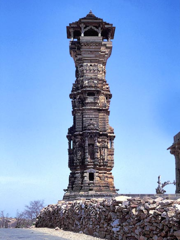 th century Kirti Stambha at Chitorgarh India is a victory tower