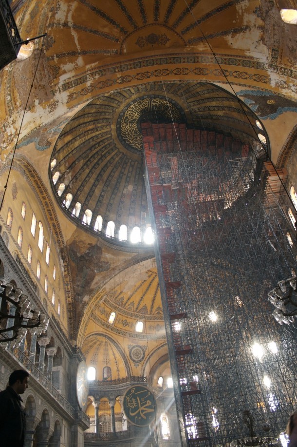 Thats a lot of scaffolding - The interior of the Hagia Sophia dome undergoing restoration in Instanbul Turkey 