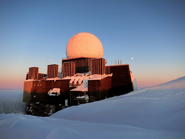 The abandoned DEW Line radar site DYE- located atop the Greenland Ice Cap 