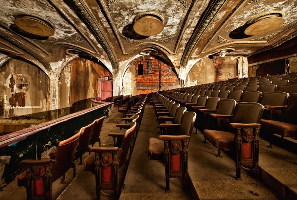 The abandoned Theatre in Cleveland Ohio but now all that remains are dusty chairs that once supported encapsulated crowds The Variety Theatre Cleveland Ohio x