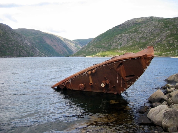 The abandoned wreck of Nazi Destroyer Georg Thiele sunk in 