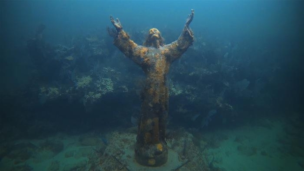 The Abyssal Christ San Fruttuoso bay Italy meters below the surface