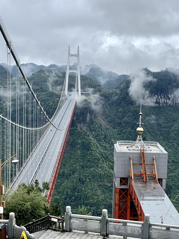 The Aizhai Extra Large Suspension Bridge located in Aizhai Town Jishou Xiangxi Hunan