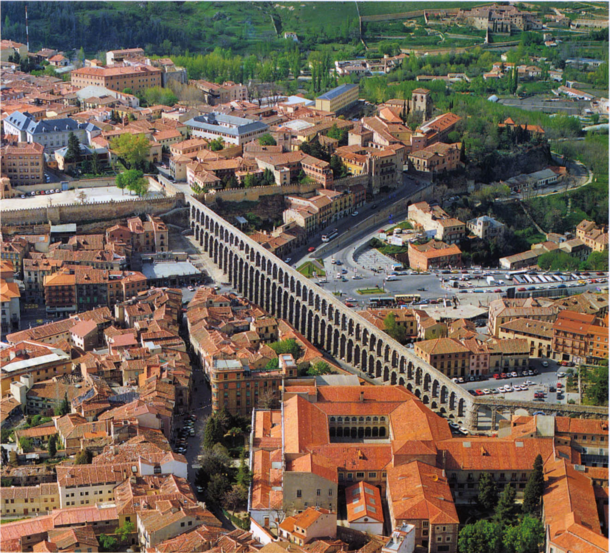 The Aqueduct of Segovia in Spain built around  AD 
