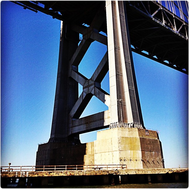 The Base of A Tower of SF Bay Bridge San Francisco USA 