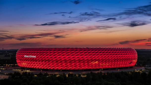 The beautiful Allianz Arena in Munich during evening 
