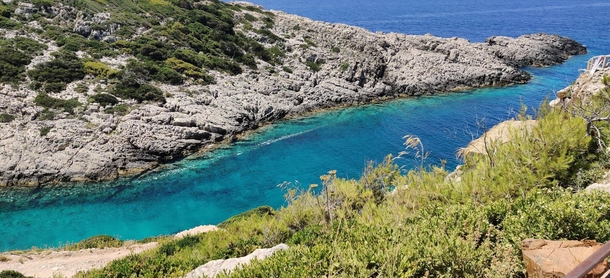 The beautiful blue water at Korakonissi on the island of Zakynthos Greece 