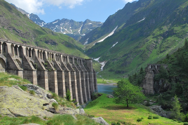 The beautiful but tragically failed Gleno Dam Province Bergamo northern Italy 