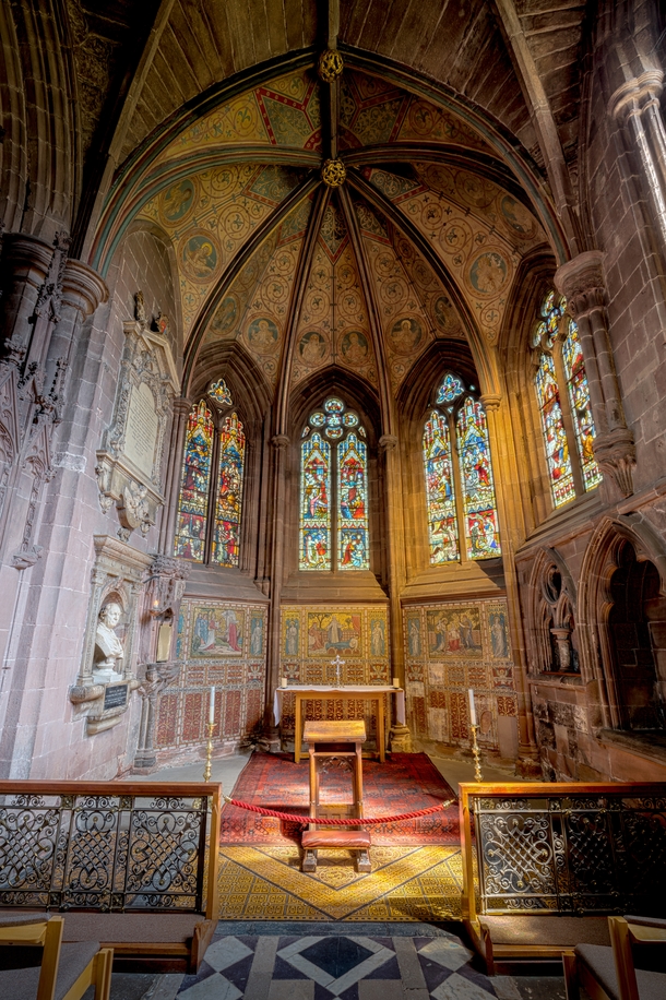 The beautiful chapel of St Erasmus inside Chester Cathedral England 