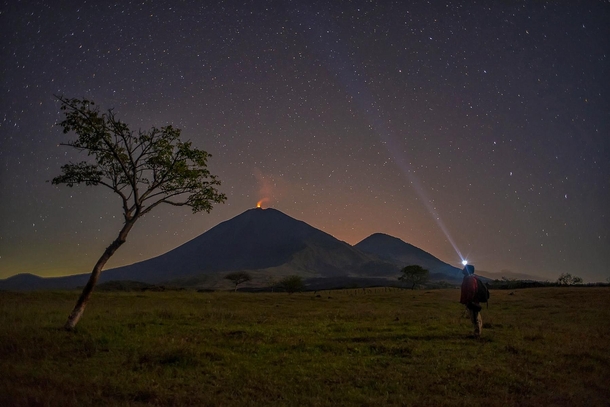 The Big Dipper and the Pacaya volcano in Guatemala