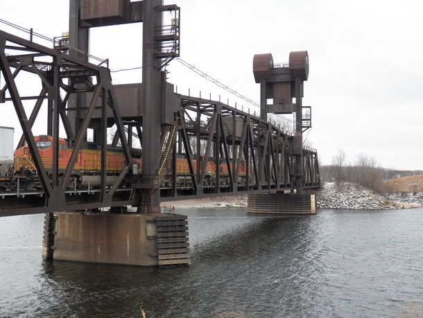 The BNSF rail lift bridge across the St Croix river between Minnesota and Wisconsin Built in  