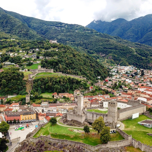 The castles of Bellinzona Switzerland Castlegande Montebello and Sasso Corbaro