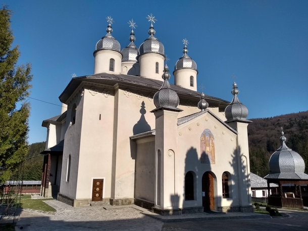 The church from the Horaia Monastery Crcoani Neam county Romnia 