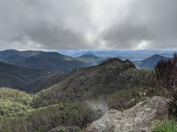 The cloud cover finally lifting over Mt Barney National Park photo taken from Savages Knoll x