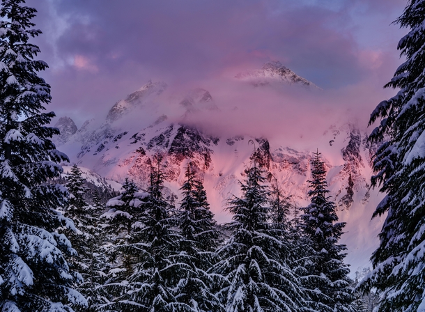 The clouds parted for just a moment - Mt Shuksan at Sunset Washington State 