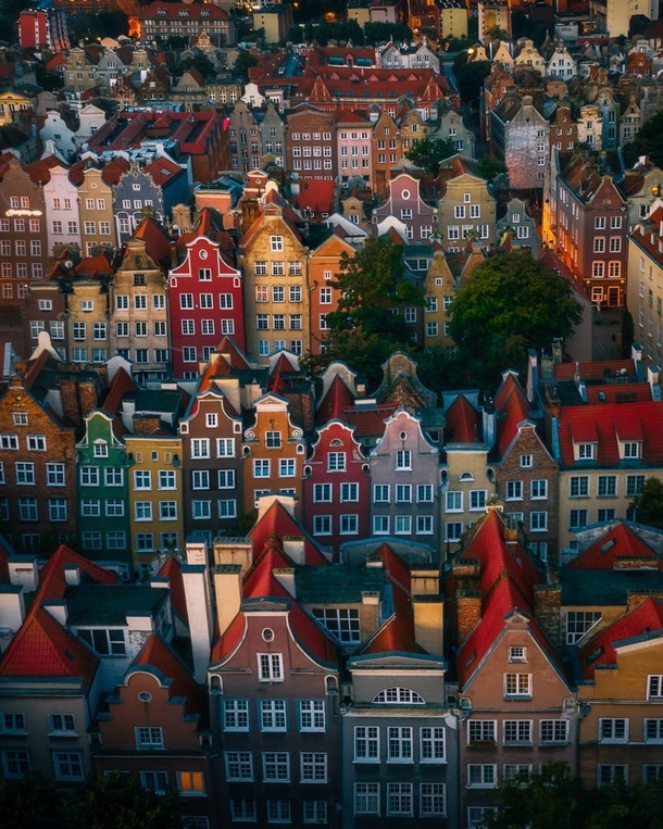 The colourful houses of Gdask Poland 