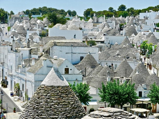 The conical roofs of the trulli of Alberobello Italy A traditional Apulian dry stone hut and house