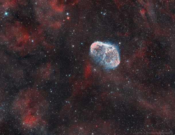 The Crescent Nebula in HaOiii Bicolor 