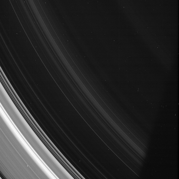 The D ring of Saturn photo was taken in visible light with the Cassini spacecraft narrow-angle camera on July   