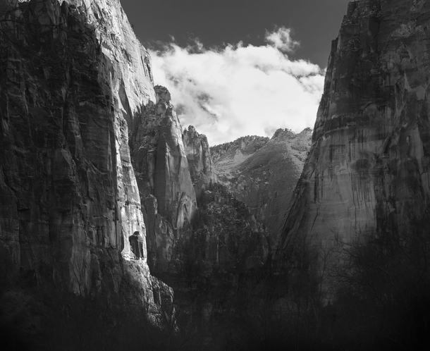 The Door in the Side of the Mountain Zion National Park Black and White    