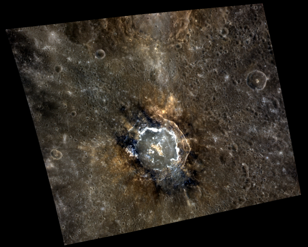 The Dr Seuss crater on Mercury taken by MESSENGER 
