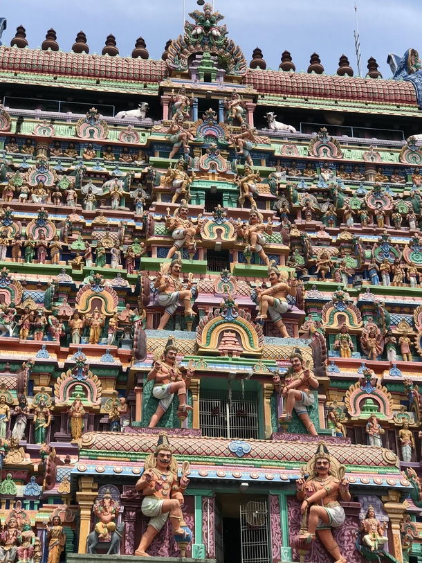 The Dravidian temple architecture th century The sculpture depicts the mythological stories from scriptures Location Tamil Nadu India