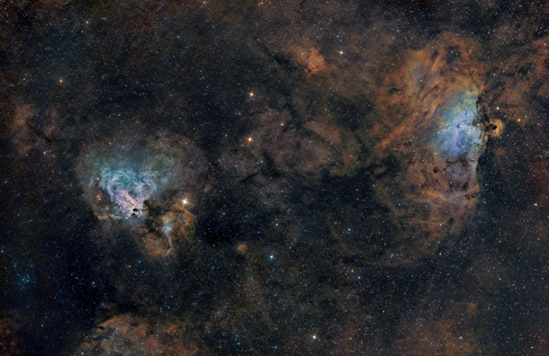 The Eagle and Swan Nebula  Photographed by Terry Hancock