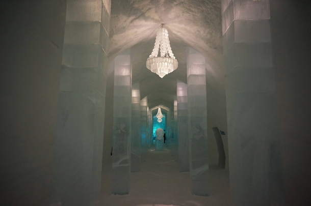 The entrance hall of the ice hotel in Jukkasjrvi Sweden 