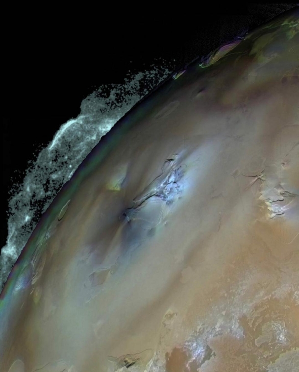 The eruption of volcano on Jupiters moon Io captured by Voyager 