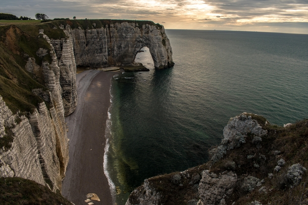 The evening light gives a perfect mood on the Etretat cliffs Normandy France 