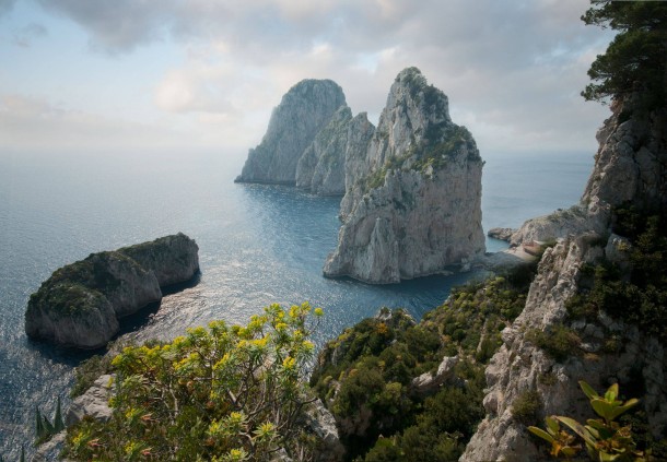 The Faraglioni  stone stacks of of the coast of Capri Italy 