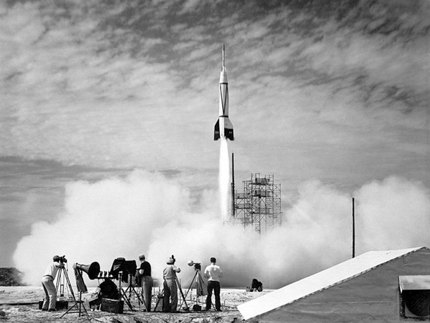The first ever rocket launched at Cape Canaveral July   The RTV-G- Bumper rocket was used to study problems pertaining to two-stage high-speed rockets 