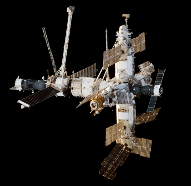 The first permanent space station built by humans - Mir