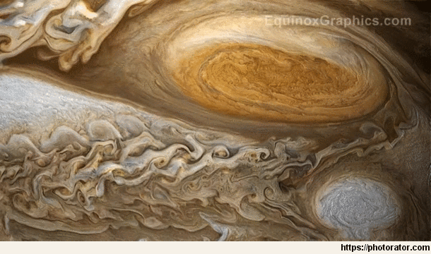 The flow of storms around the Great Red Spot on Jupiter