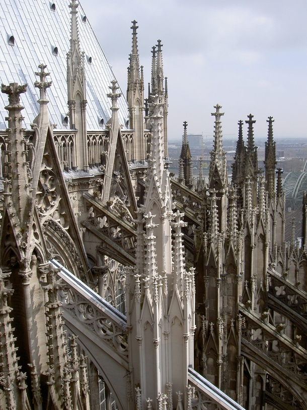 The flying buttresses and pinnacles of the Cologne Cathedral Klner Dom 
